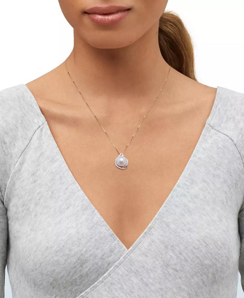 Grown With Love Cultured Ming Pearl (10mm) & Lab Grown Diamond (3/8 ct. t.w.)  18" Pendant Necklace in 14k Gold