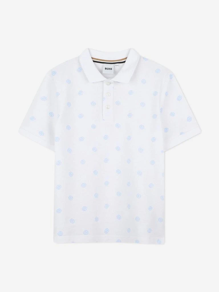 Shop BOSS Boys Logo Polo Shirt in White on Sale at BeyondStyle