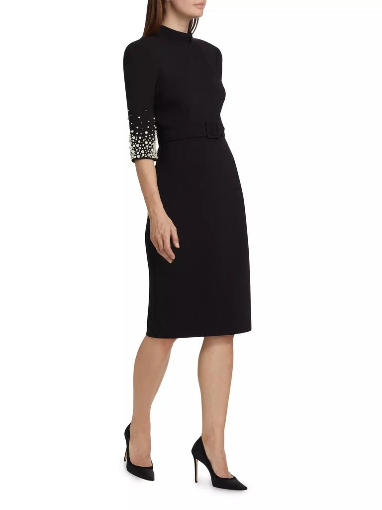 Badgley Mischka Pearl-Sleeve Cocktail Dress 2