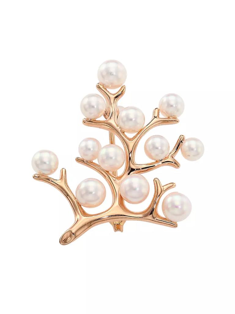Mikimoto 18K Rose Gold & Cultured Akoya Pearl Brooch
