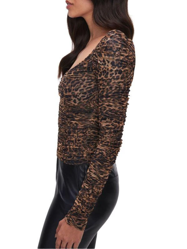 Good American Ruched Cheetah-Print Mesh Top 3