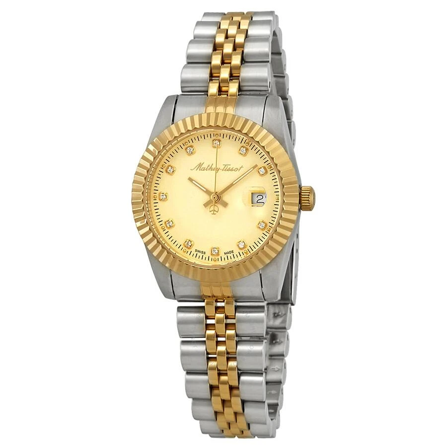 Mathey-Tissot Mathey III Quartz Crystal Gold Dial Ladies Watch D810BDI 1