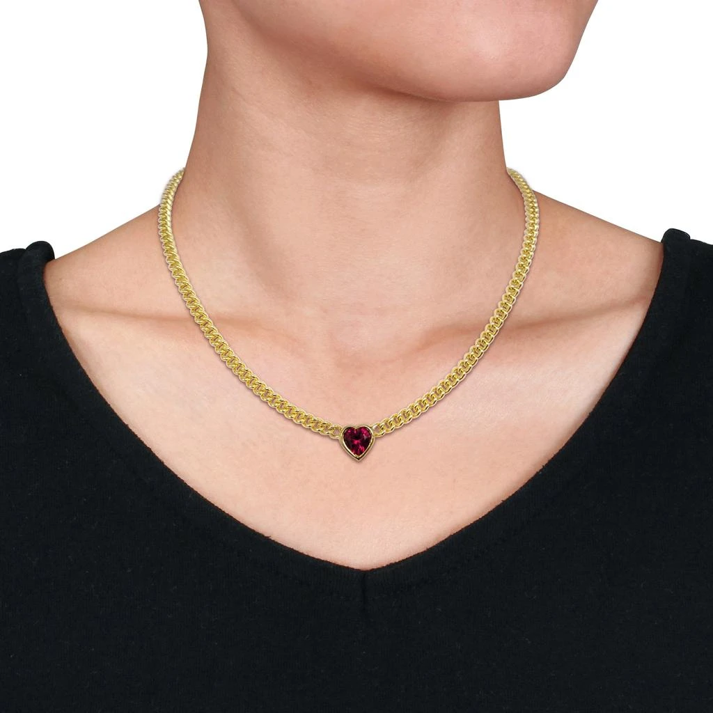 Mimi 
Max 2 7/8 CT TGW Heart Shaped Created Ruby Curb Link Necklace in Yellow Silver - 18 in 2