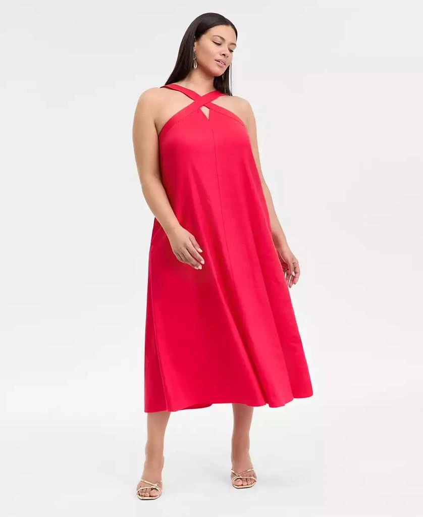 INC International INC International Concepts Plus Size Linen-Blend Printed Halter Maxi Dress, Exclusively at Macy's 1