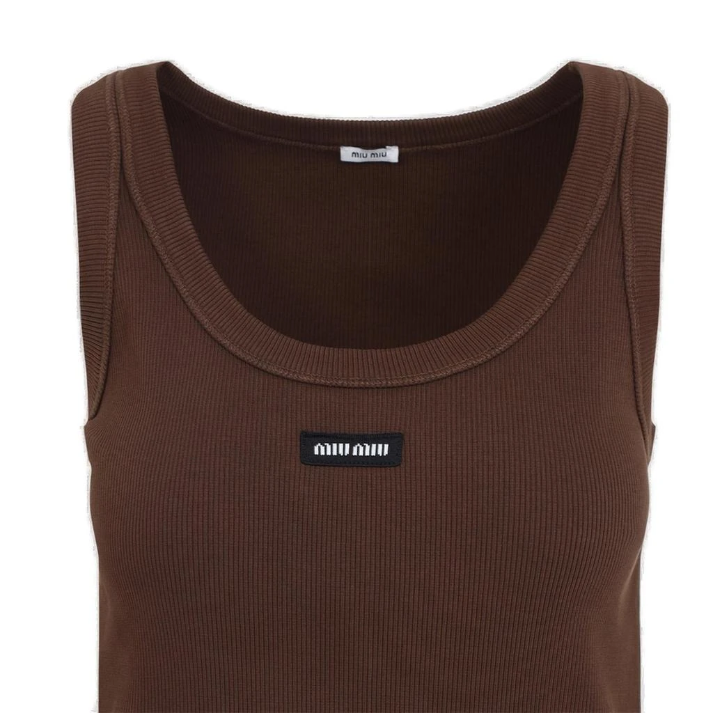 Miu Miu Miu Miu Logo Patch Ribbed-Knit Tank Top 2