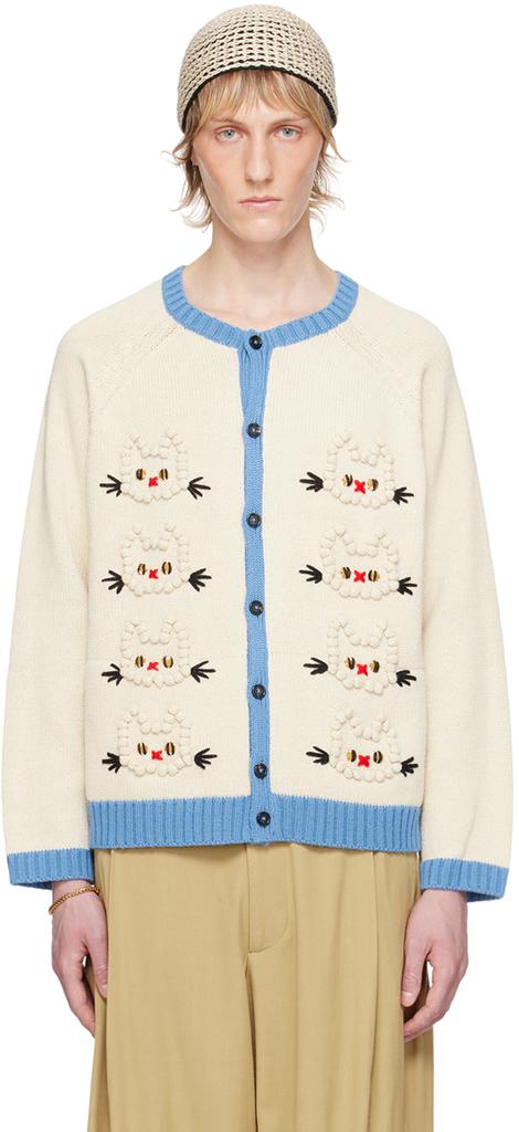 Bode Off-White Calico Cardigan