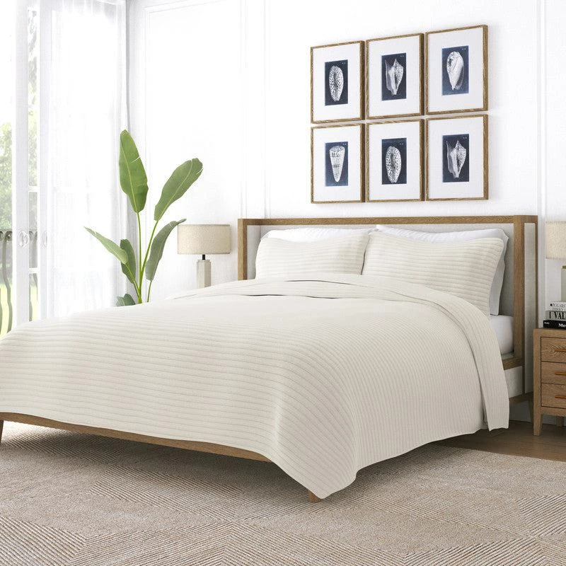 IENJOY HOME Stripes Stitch Latte Quilt Coverlet Set Modern Ultra Soft Microfiber Bedding 11