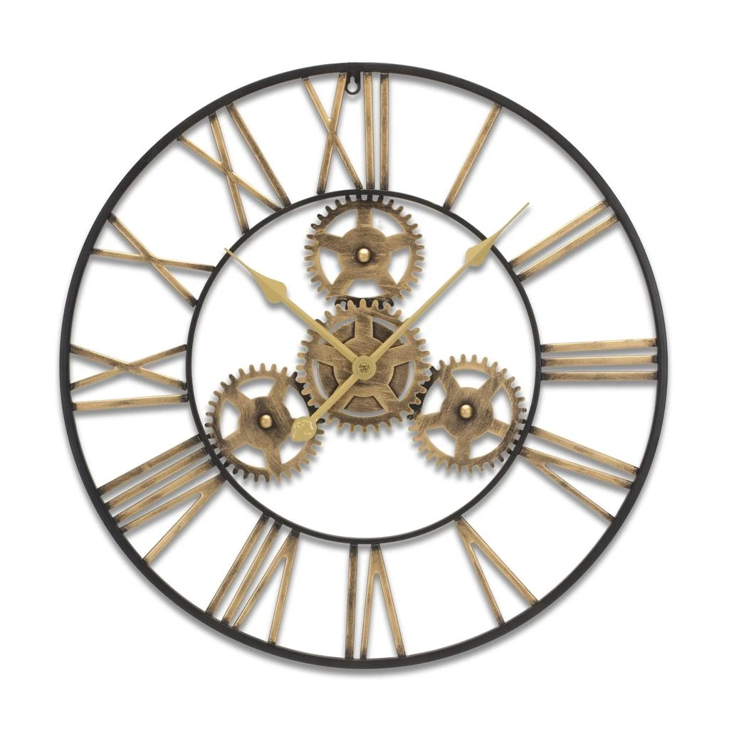 Hivvago Industrial Iron Gears Wall Clock with Roman Numerals 23.75"D