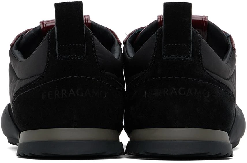 Salvatore Ferragamo Black & Burgundy Patent Leather Trim Sneakers 2