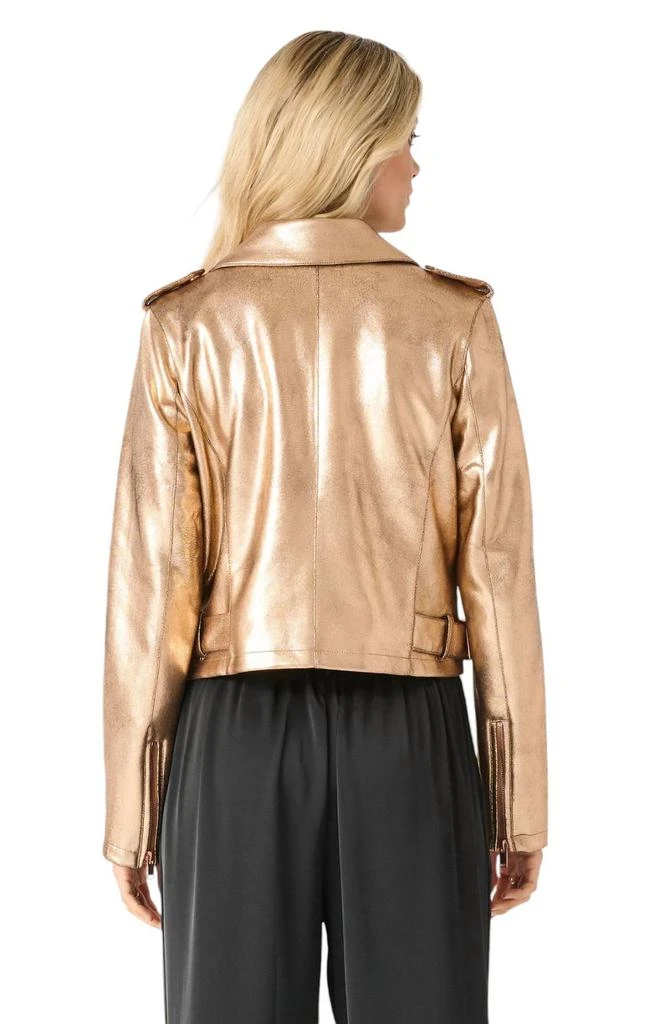Black Tape Moto Metallic Jacket In Rose Gold 2