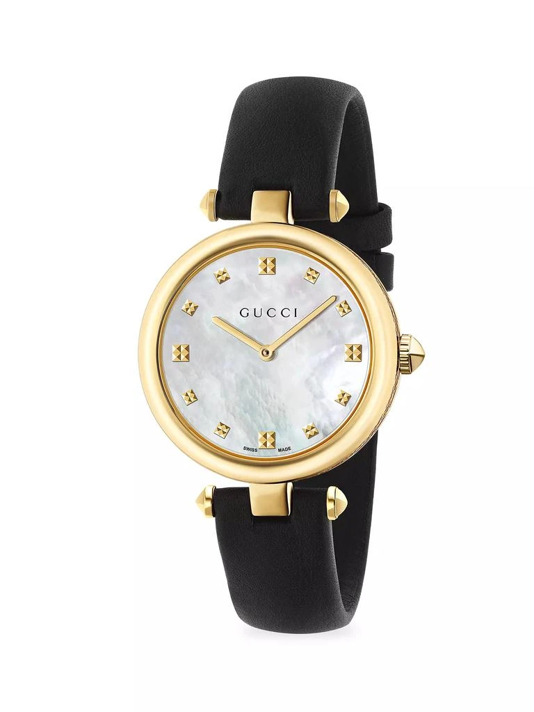 Gucci Diamantissima Yellow Gold PVD & Leather Strap Watch 1