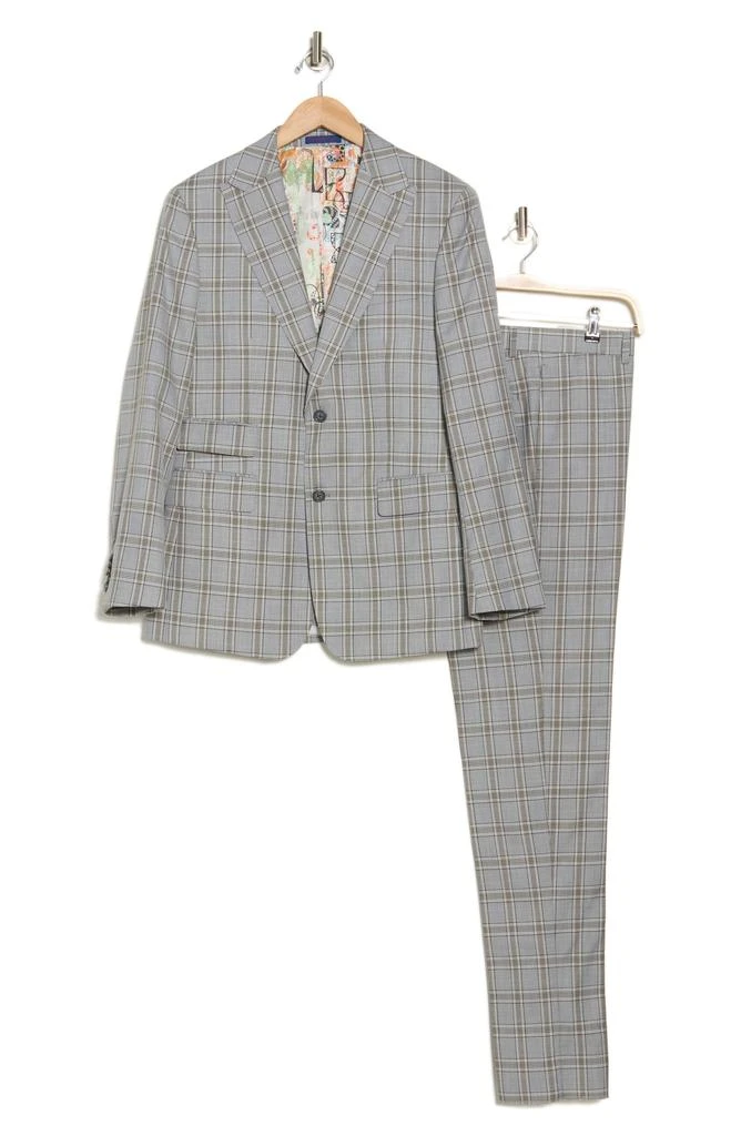 English Laundry Plaid Khaki Stretch Mélange Suit 3