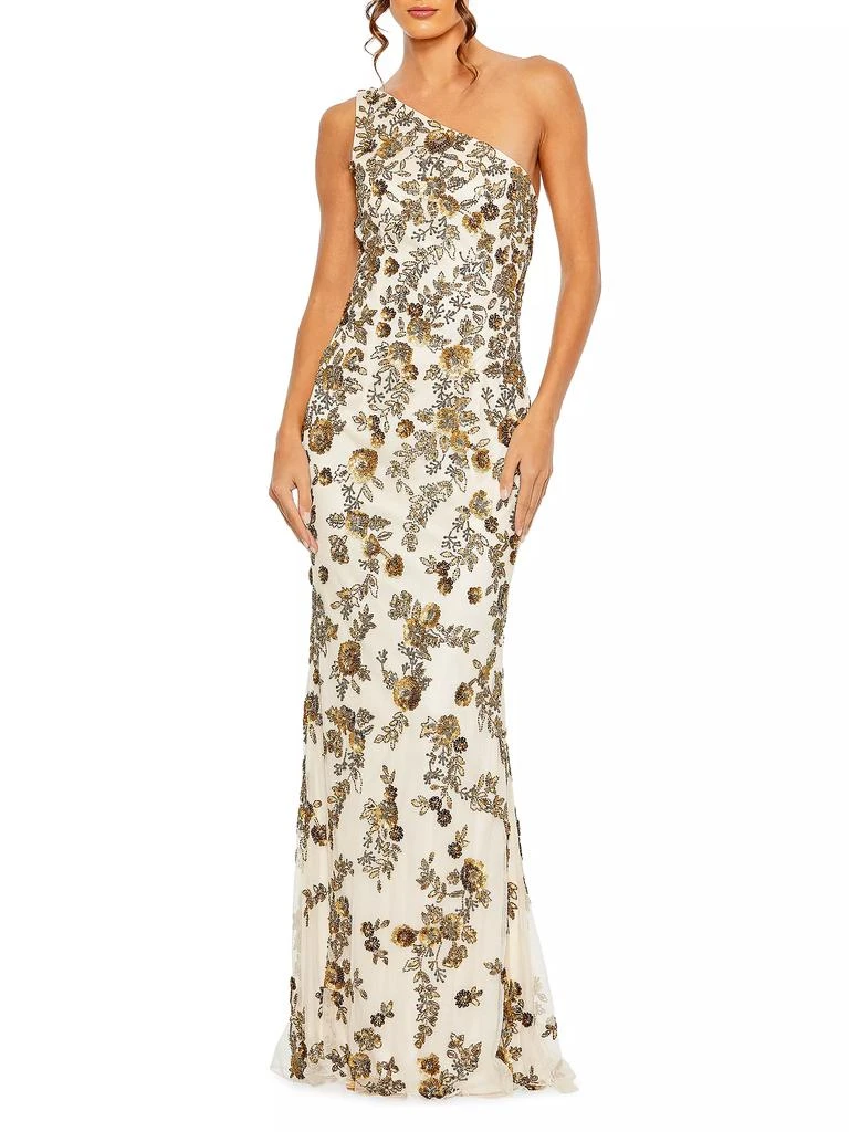 Mac Duggal Asymmetric Floral Beaded Gown 2