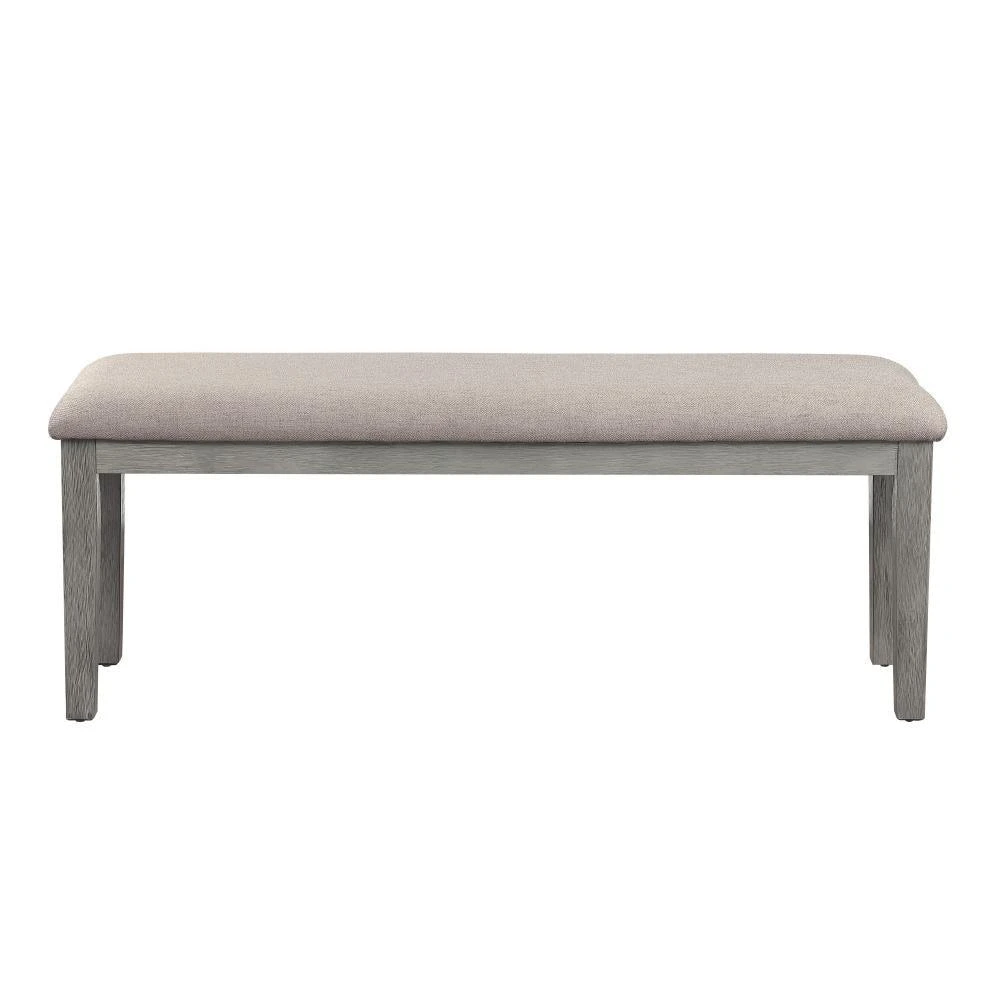 Hivvago Rectangular Style Wooden Bench with Fabric Upholstered Seat, Gray