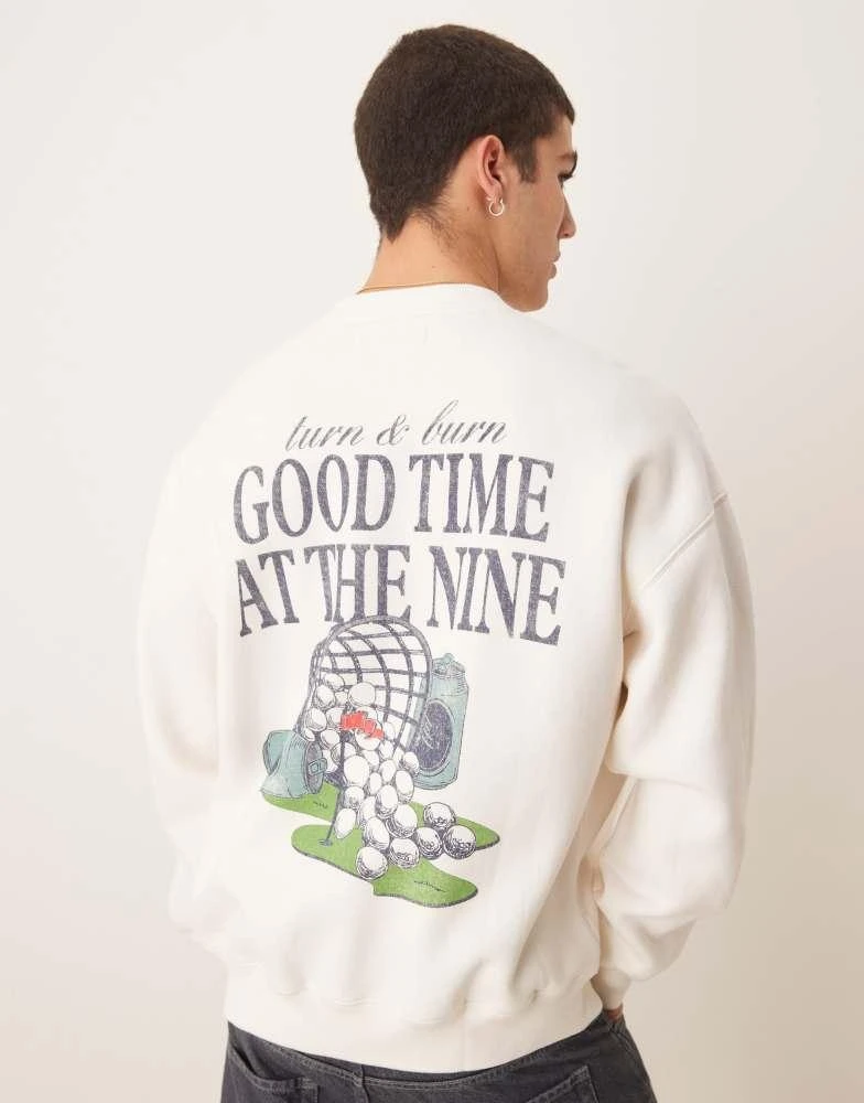 Abercrombie & Fitch Abercrombie & Fitch golf motif back sweat top in white 1