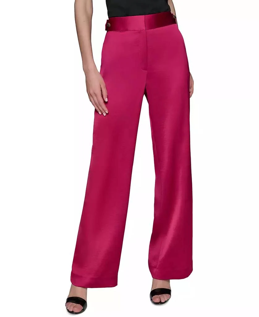 Karl Lagerfeld Paris Women's Mid-Rise Wide-Leg Satin Pants 1