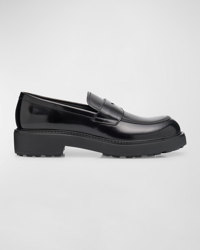 Prada Men
s Diapason Leather Penny Loafers