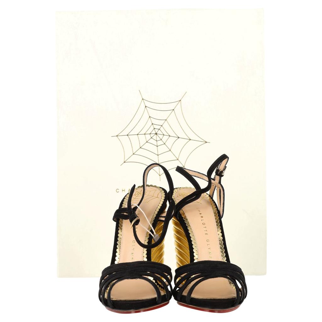 Charlotte Olympia Ankle Strap Sandals in Black Suede
