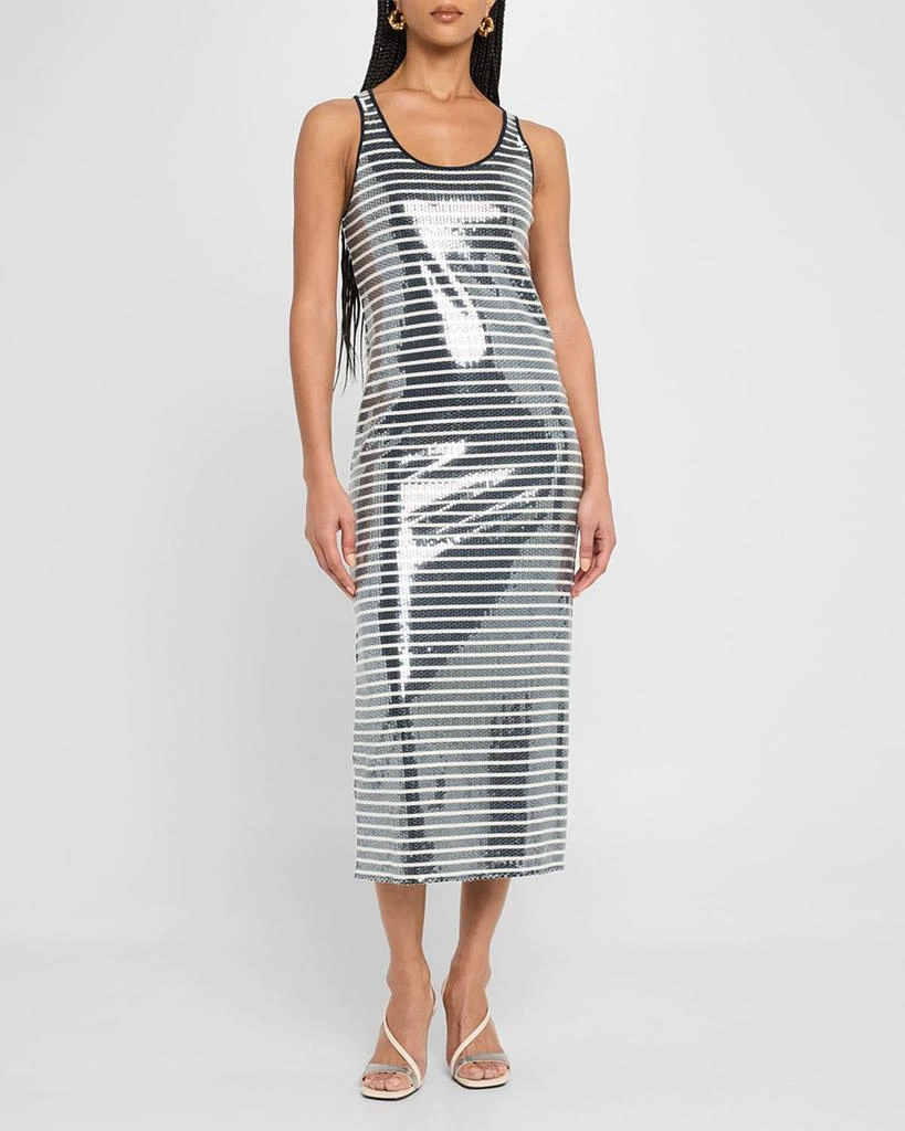 Marella Beati Striped Sequin Midi Dress 4