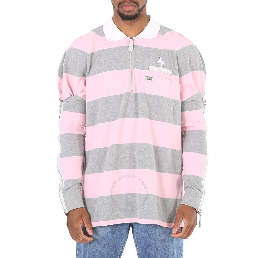 Burberry Men's Long-sleeved Zip Detail Striped Polo Shirt 1