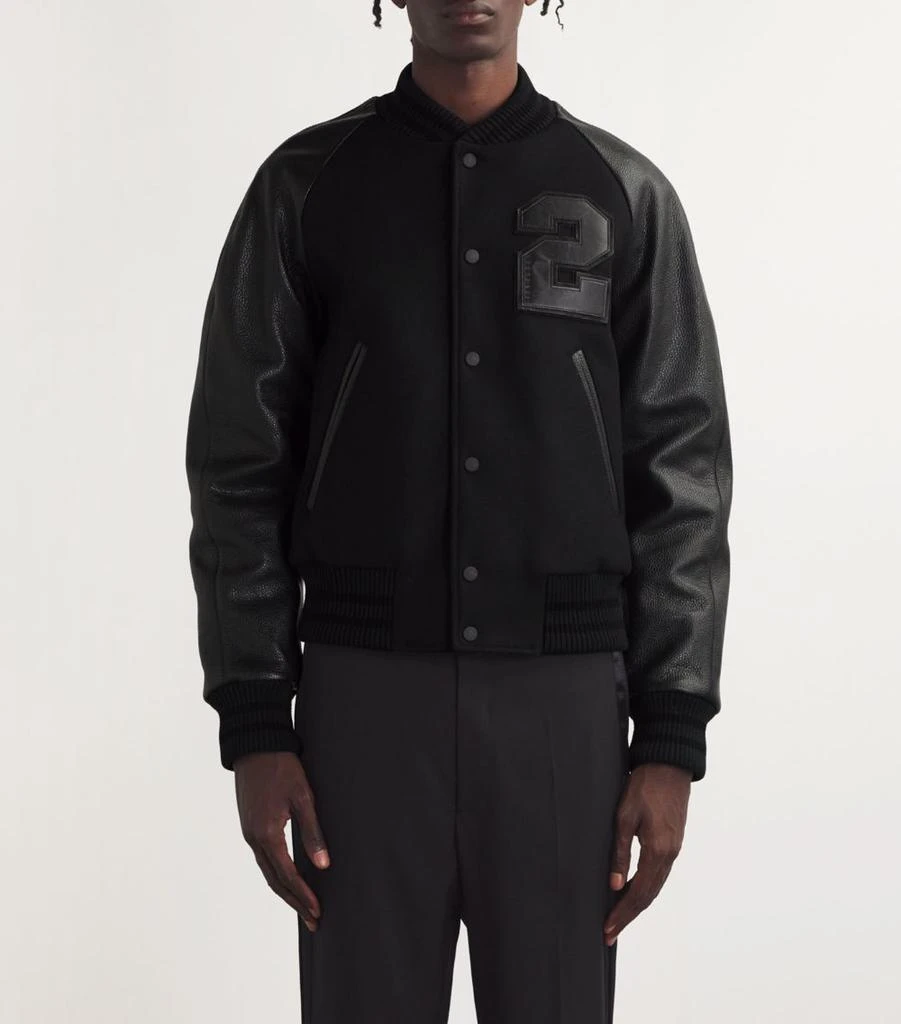 DSQUARED2 Wool-Blend Leather-Trim Varsity Jacket 3