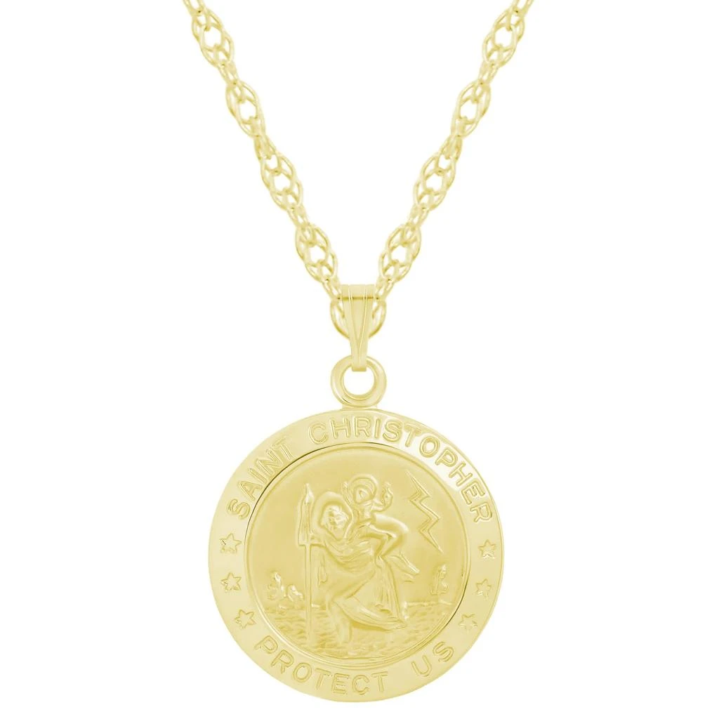 Glistening Jewels Sterling Silver Saint Christopher Medallion Pendant Necklace