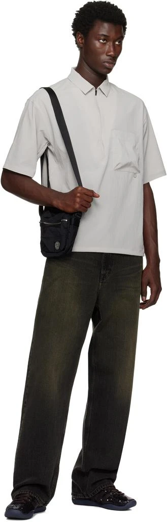 Stone Island Black 9200015 Coated Nylon Metal ECONYL Pouch 4