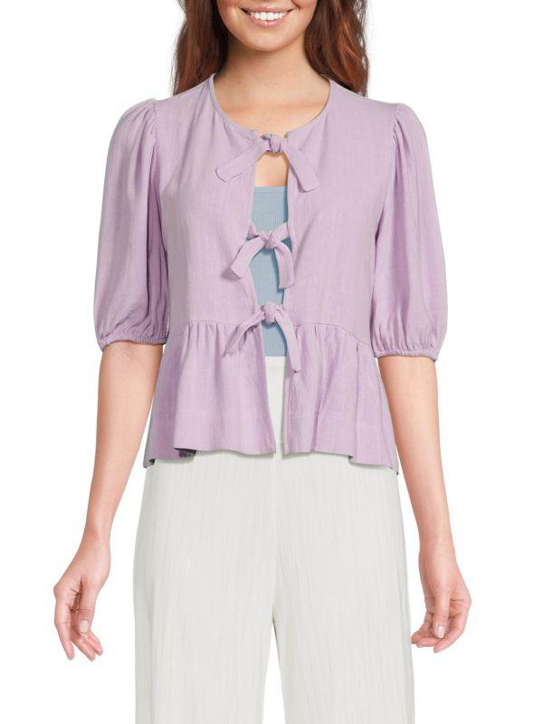 Renee C. Open Front Linen Blend Top