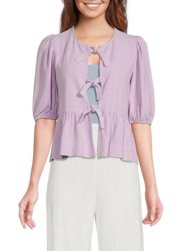 Renee C. Open Front Linen Blend Top 1