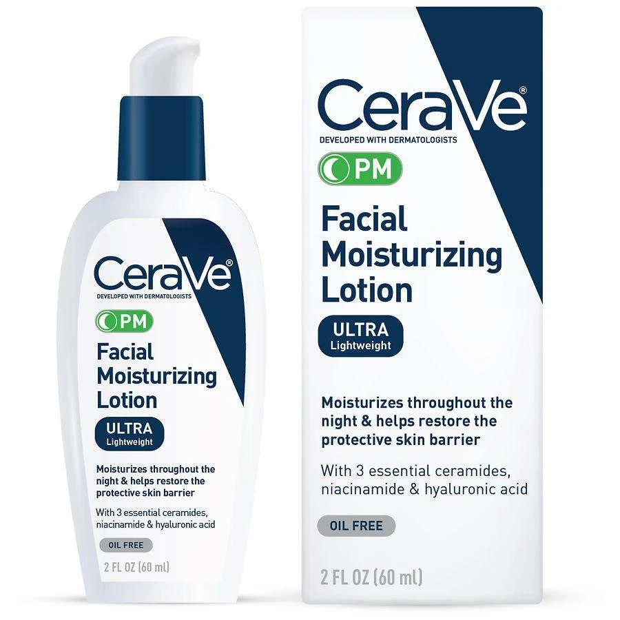 CeraVe Face Lotion for Night with Hyaluronic Acid, PM Night Cream Fragrance Free 1