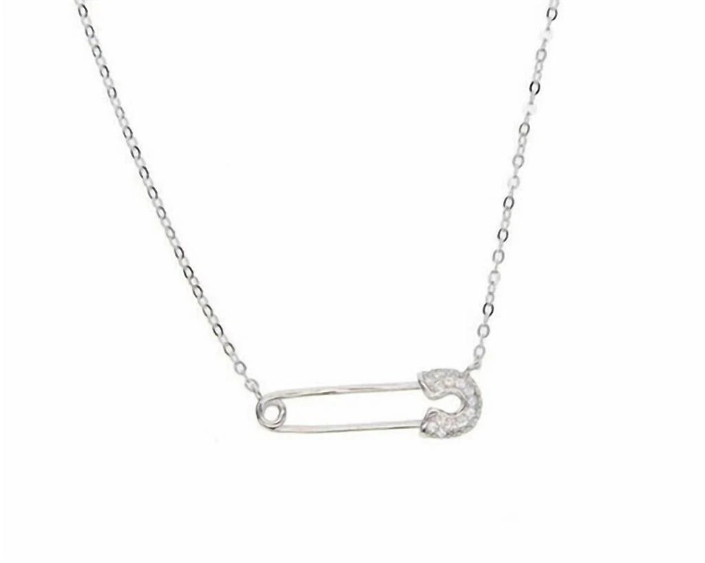 Melinda Maria Safety Pin Necklace In Silver 1