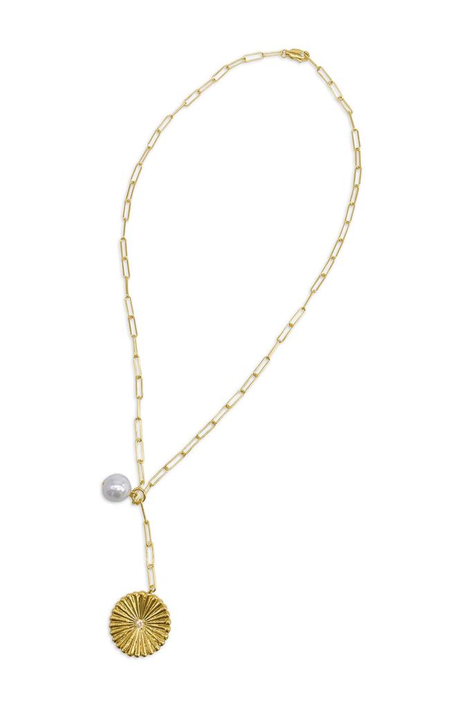 ADORNIA 14K Yellow Gold Vermeil Pearl Drop Y-Necklace