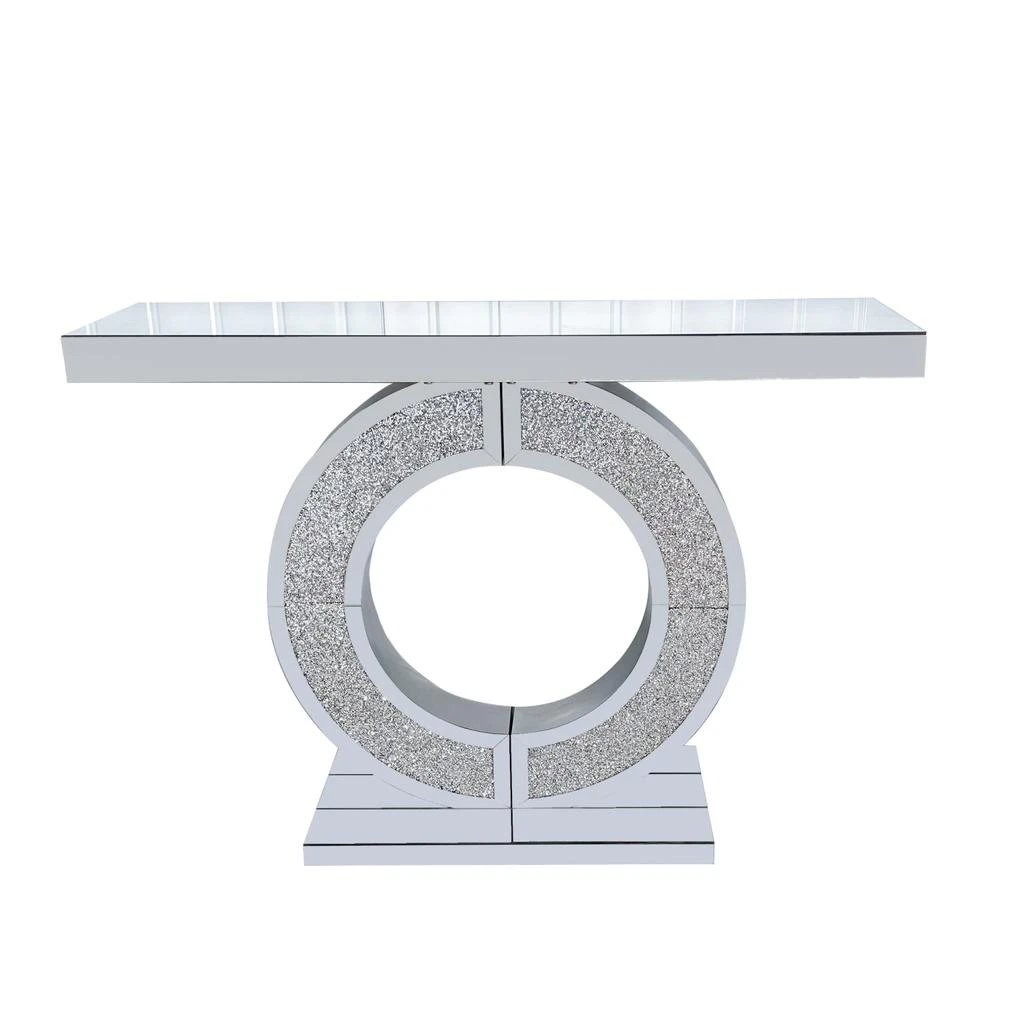Streamdale Furniture Streamdale Crystal O-Shaped Mirror Console Table 3