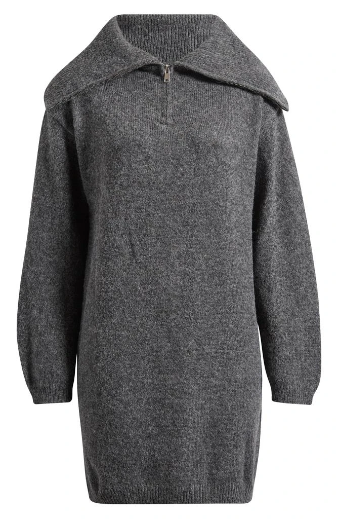 ALL IN FAVOR Zip Collar Long Sleeve Mini Sweater Dress 2