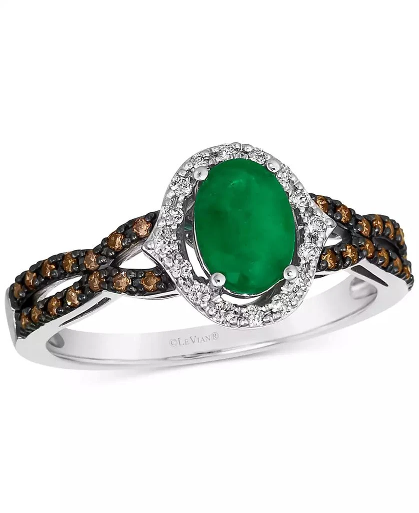 Le Vian New Emerald (1/2 ct. t.w.) 
Diamond (1/4 ct. t.w.) Oval Halo Twist Ring in 14k White Gold