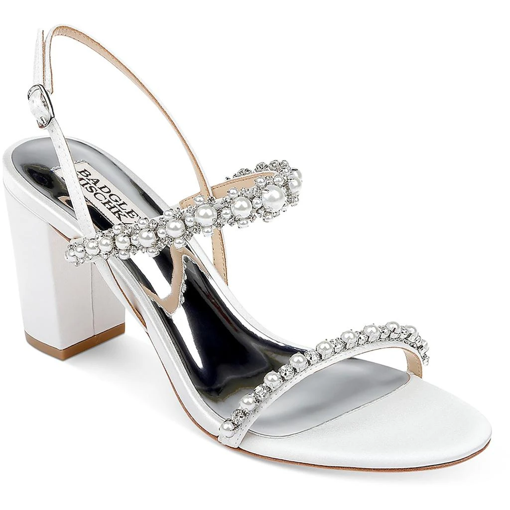 Badgley Mischka Natasha Womens Satin Adjustable Block Heel 2