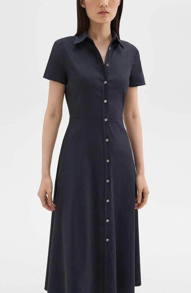 Theory Short Sleeve Linen Blend Midi Shirtdress 4