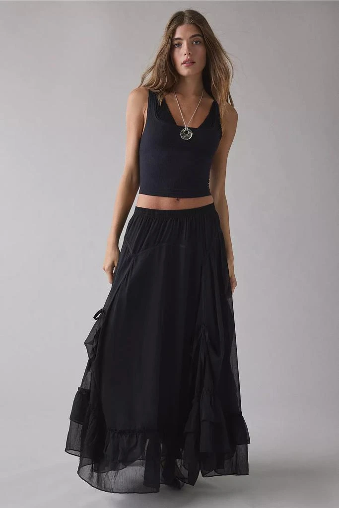 asymmetrical skirts and dresses Black and White Asymmetrical Waist Dress  Long Sleeve Mesh Skirt