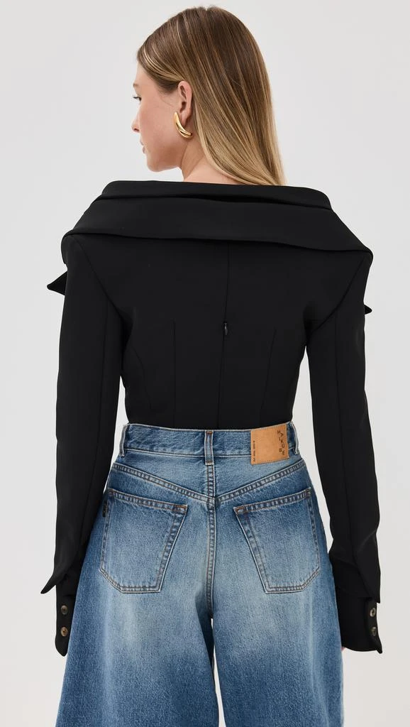 AWAKE MODE Low Cut DÉColletÉ Jacket Bodysuit with Shirting Detailing 2