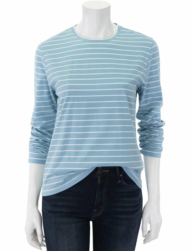 KULE The Modern Long Shirt In Frost Blue/white 1