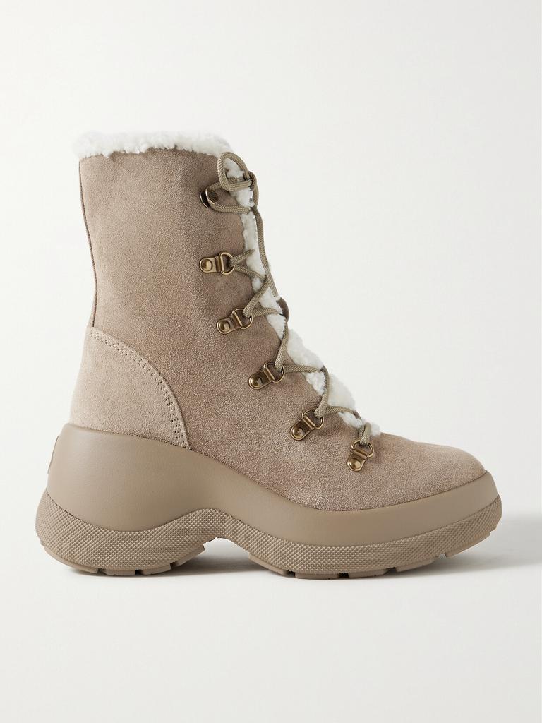 【関税＆送料込み】Moncler 'Gaia' Brown Suede Ankle Boots Moncler Moncler - Gaia Pocket-Detailed Suede Ankle Boots