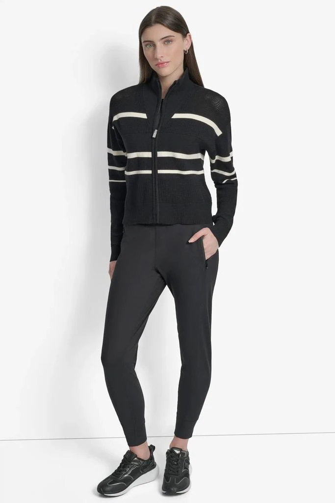 DKNY LOGO STRIPE OPEN-STITCH CARDIGAN JACKET 9