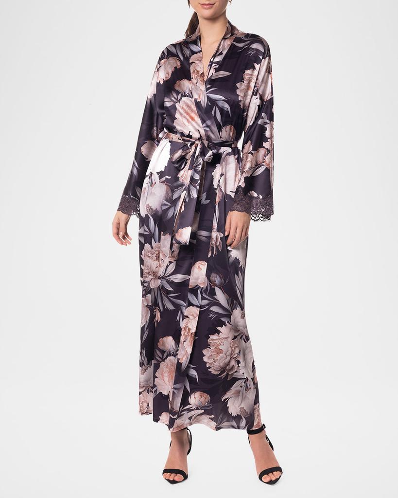 Christine Lingerie After Dark Floral-Print Charmeuse Robe