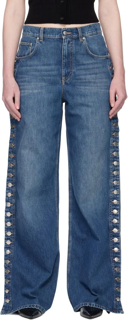 Stella McCartney Blue Popper-Studded Straight-Leg Jeans 1