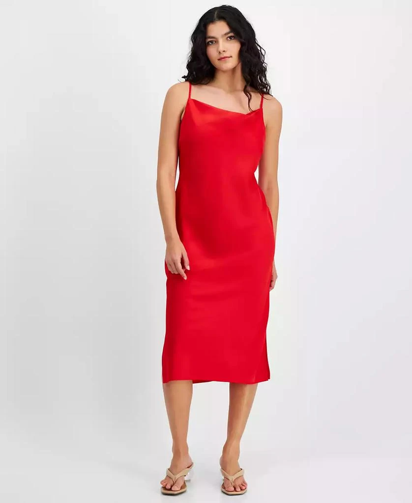 Bar III Women's Solid Cowlneck Slip Dress, Created for Macy's 1