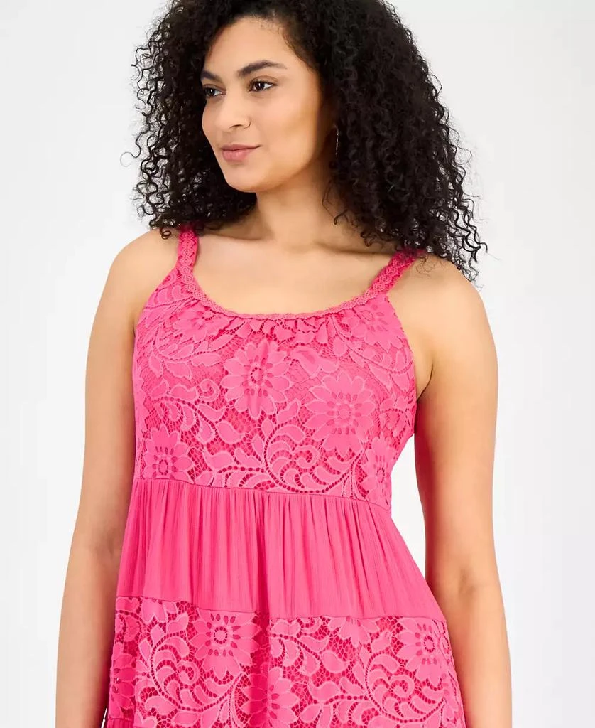 Robbie Bee Petite Lace-Trim Sleeveless Tiered Midi Dress 3