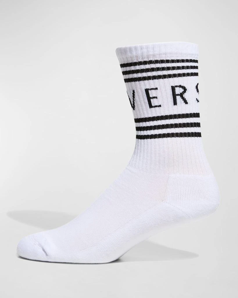Versace Men
s Athletic Band Logo Crew Socks