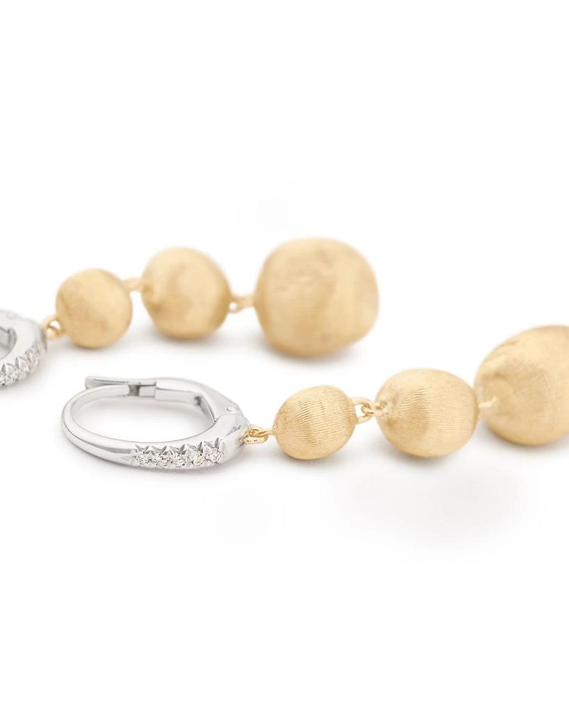 Marco Bicego 18K White & Yellow Gold Africa Diamond Textured Bead Triple Drop Earrings 2