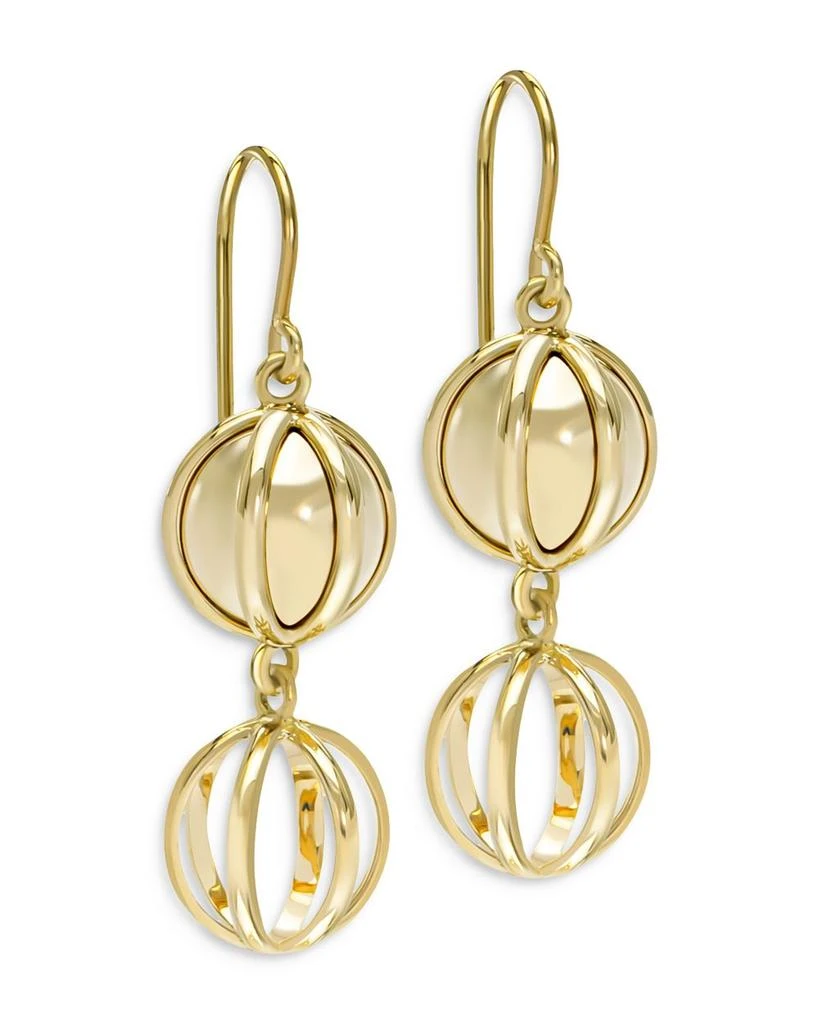 L. Klein 18K Yellow Gold Prisma Ball & Cage Drop Earrings 1