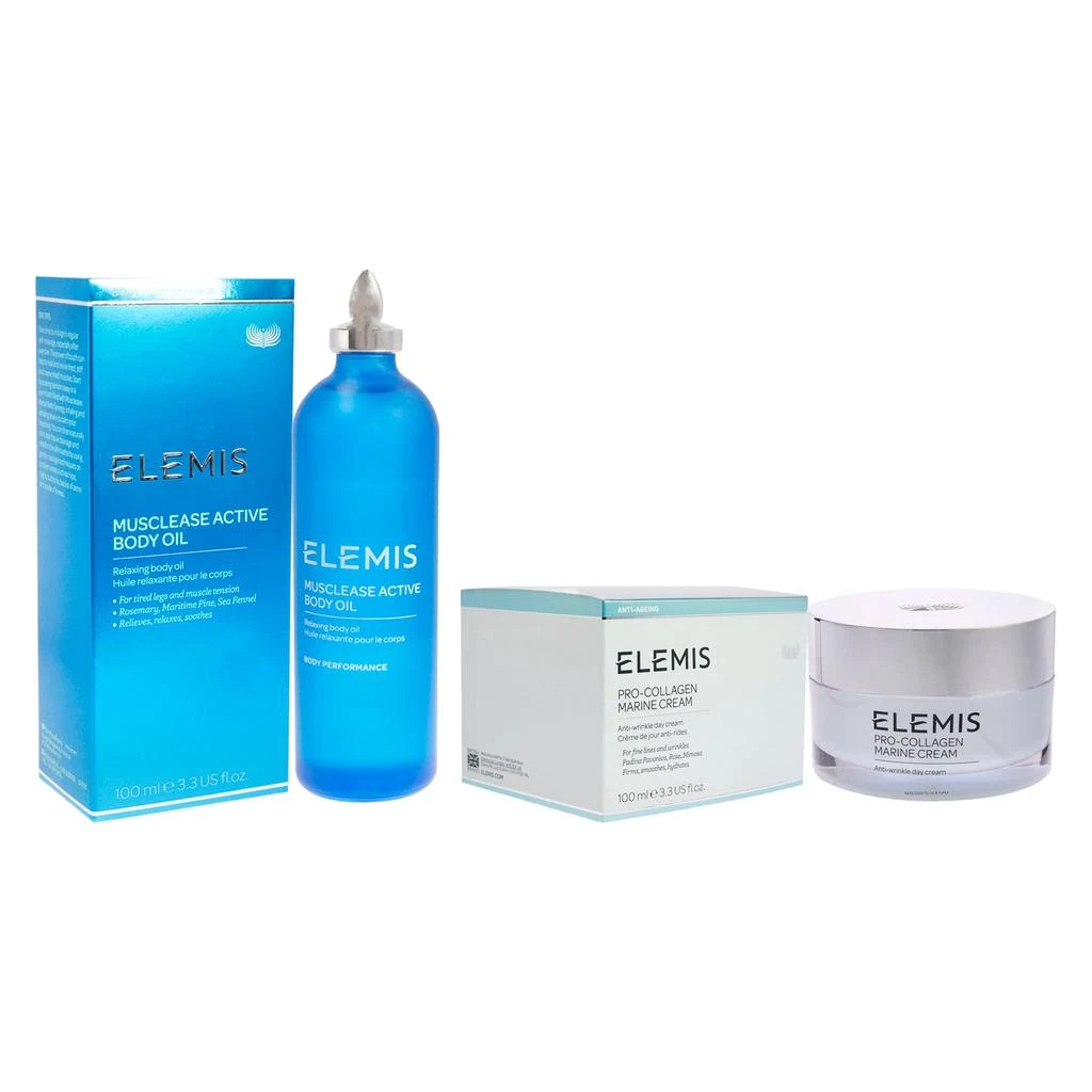ELEMIS Musclease Active Body Oil and Pro-Collagen Marine Cream Kit by  for Unisex - 2 Pc Kit 3.4oz Body Oil, 3.3oz Anti-Age Cream 3